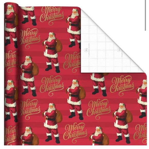 Hallmark Wrapping Paper Christmas Merry Christmas Santa Red Jumbo Roll 90 sq ft - Picture 2 of 5